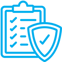 Checklist and shield icon with checkmark.